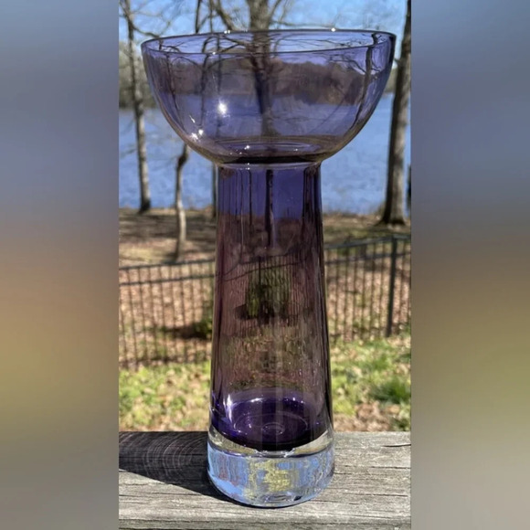 Vtg Krosno Poland Hand Blown Purple Candle Holder Or Vase Suspended Bubble - Picture 2 of 10